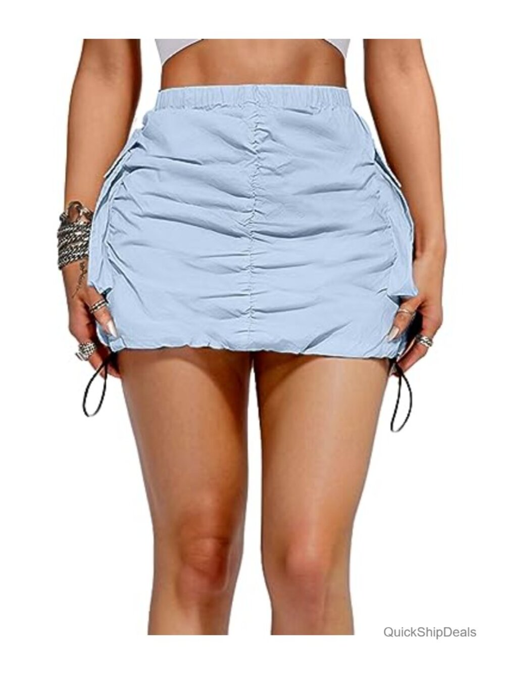 Women's Cargo Mini Skirt High Waisted Ruched Side Pocket